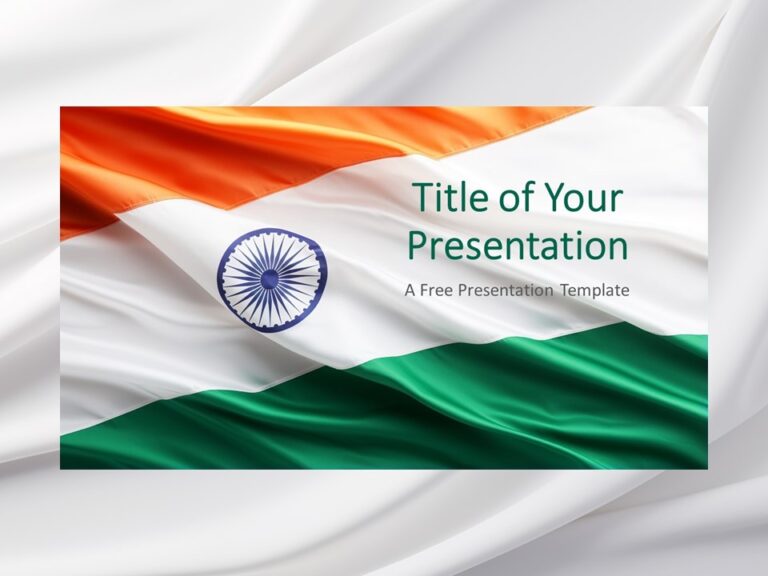 Imagen destacada mostrando una vista previa de la plantilla de la bandera india con un fondo de bandera ondulada gris.
