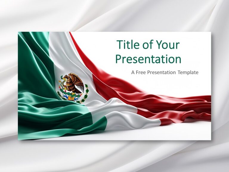 Preview of the Flag of Mexico PowerPoint Template with a wavy neutral flag background
