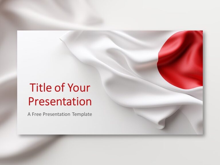 Featured image showcasing a preview of the Japanese flag template on a wavy gray background for PowerPoint presentations.