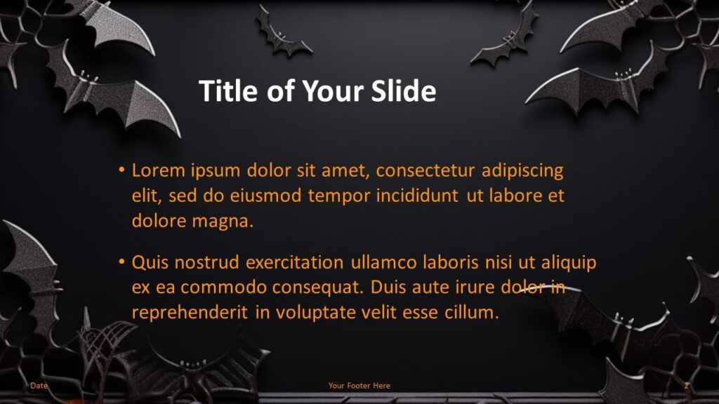 Title and content slide of the Halloween-themed template.