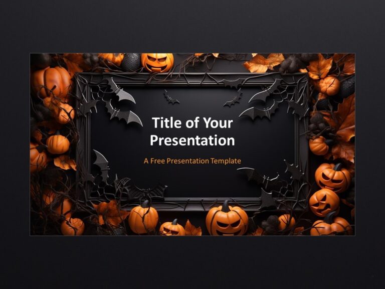 Vista previa de la plantilla de presentación con tema de Halloween para PowerPoint.