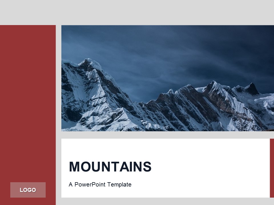Free Red PowerPoint Template Mountains