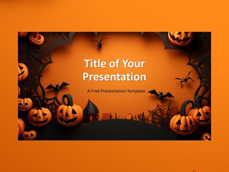 Imagen destacada mostrando una vista previa de la Plantilla Noche Espeluznante de Halloween diseñada para presentaciones de PowerPoint.