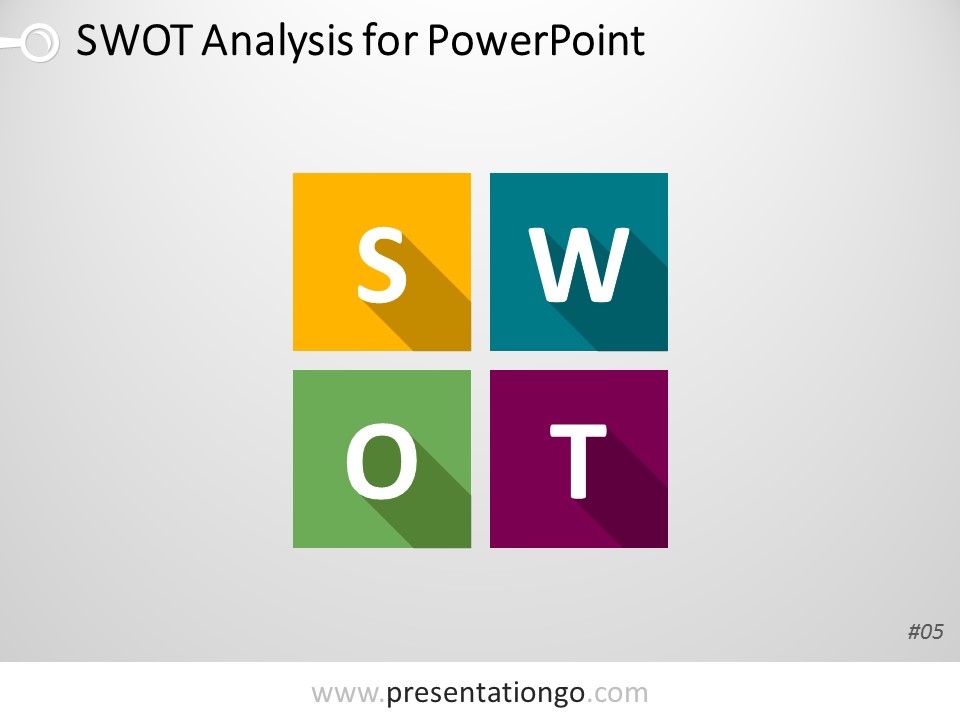 Free PowerPoint SWOT Analysis Matrix with Flat Design
