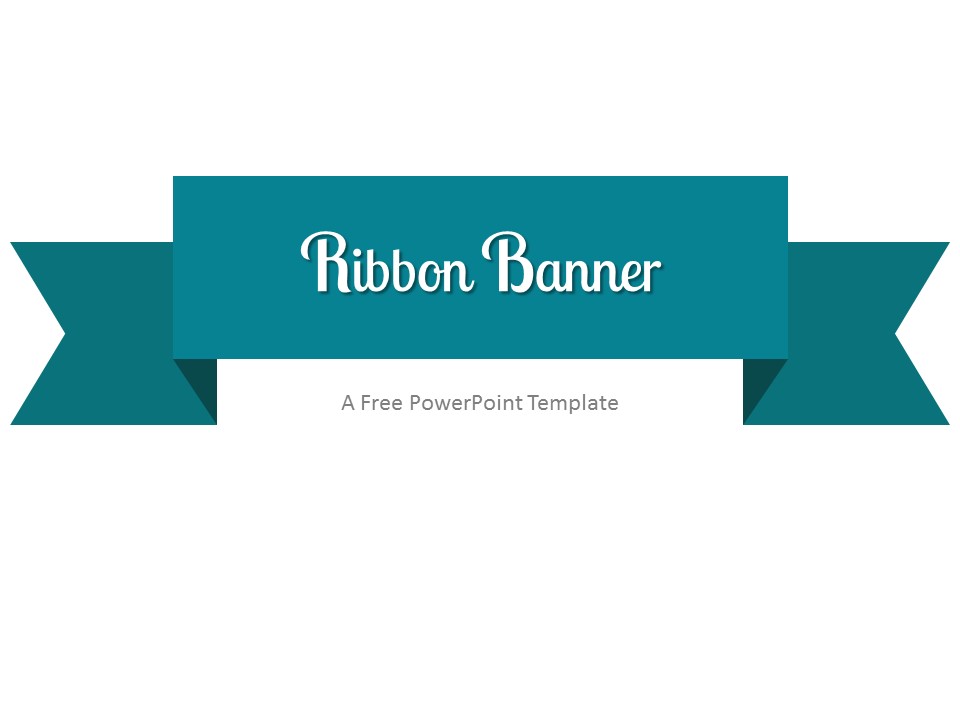 Free Turquoise Ribbon Banner PowerPoint Template