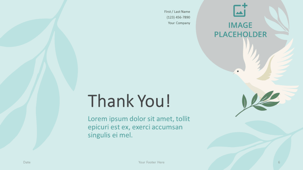 Free Dove Peace Template for Google Slides - Closing / Thank you
