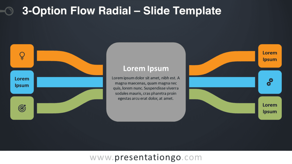 Free 3-Option Flow Radial Diagram for PowerPoint and Google Slides