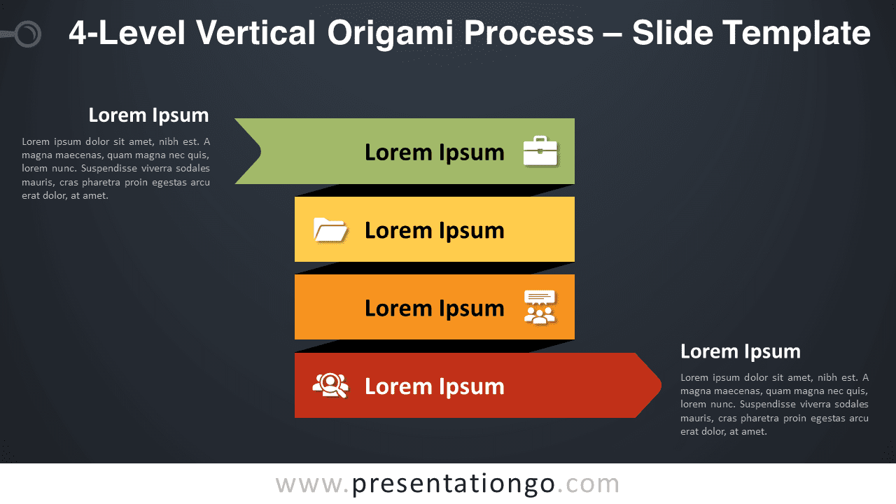 Free 4-Level Vertical Origami Process Graphics for PowerPoint and Google Slides