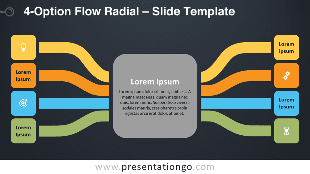 Free 4-Option Flow Radial Diagram for PowerPoint and Google Slides