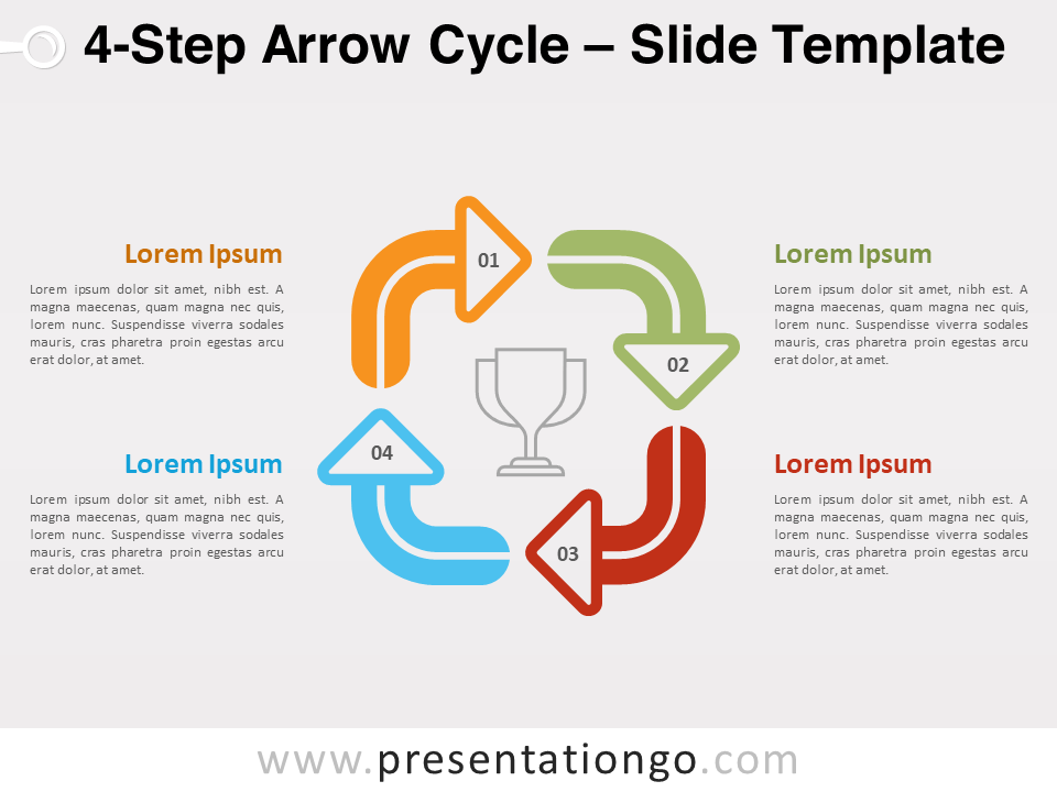 Free 4-Step Arrow Cycle Diagram for PowerPoint and Google Slides