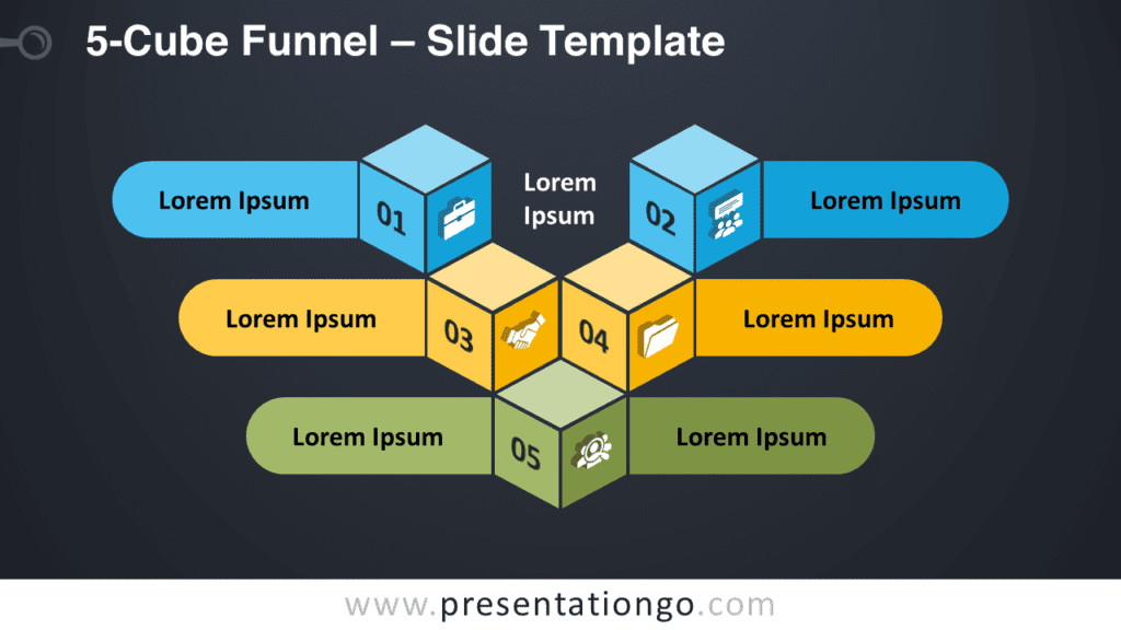 Free 5-Cube Funnel Graphics for PowerPoint and Google Slides