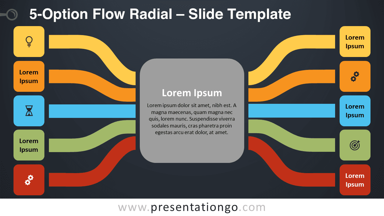 Free 5-Option Flow Radial Diagram for PowerPoint and Google Slides
