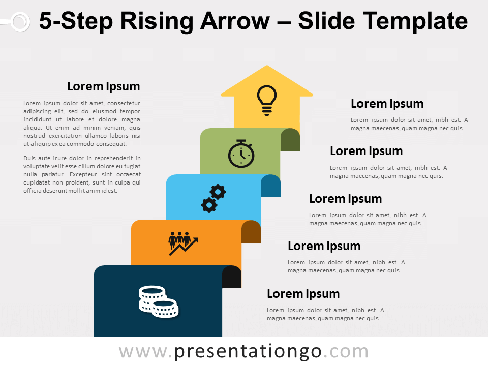 Free 5-Step Rising Arrow for PowerPoint