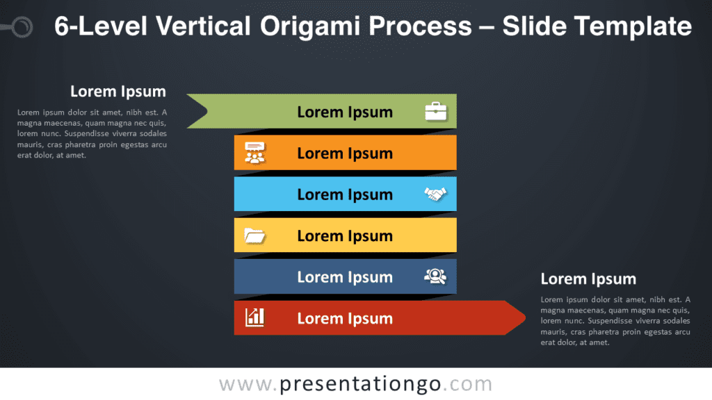 Free 6-Level Vertical Origami Process Graphics for PowerPoint and Google Slides