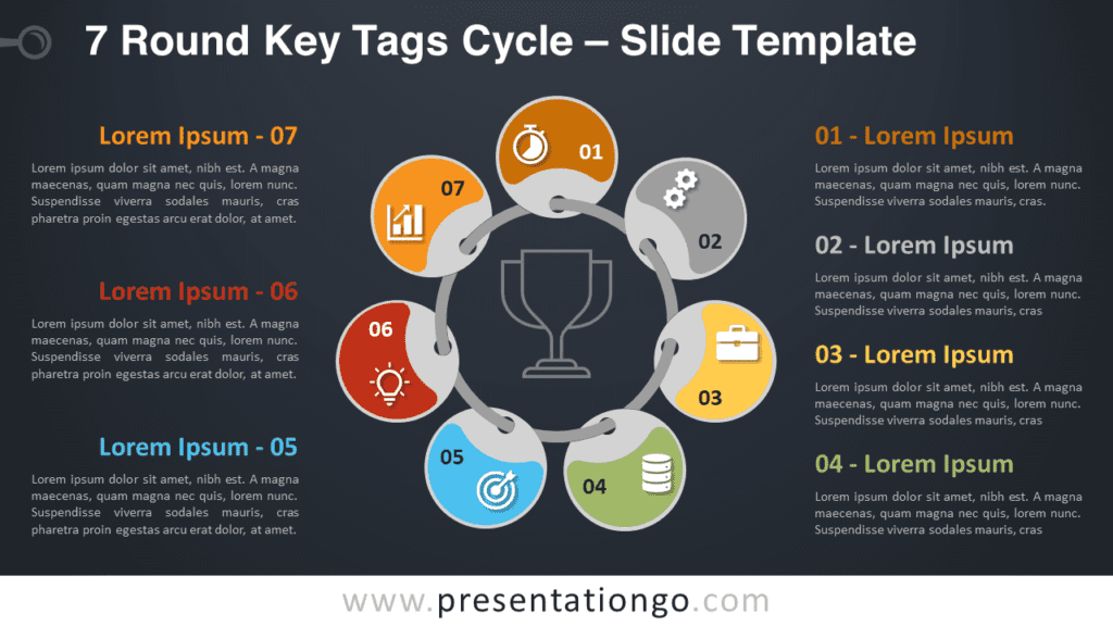 Free 7 Round Key Tags Cycle Diagram for PowerPoint and Google Slides