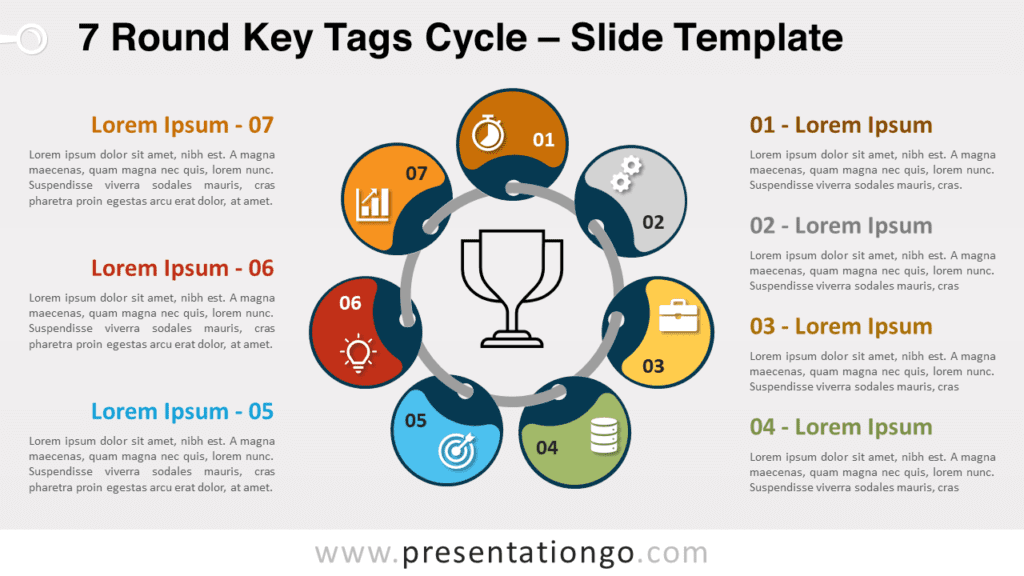 Free 7 Round Key Tags Cycle for PowerPoint and Google Slides