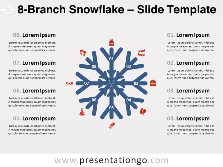 Free 8-Branch Snowflake for PowerPoint