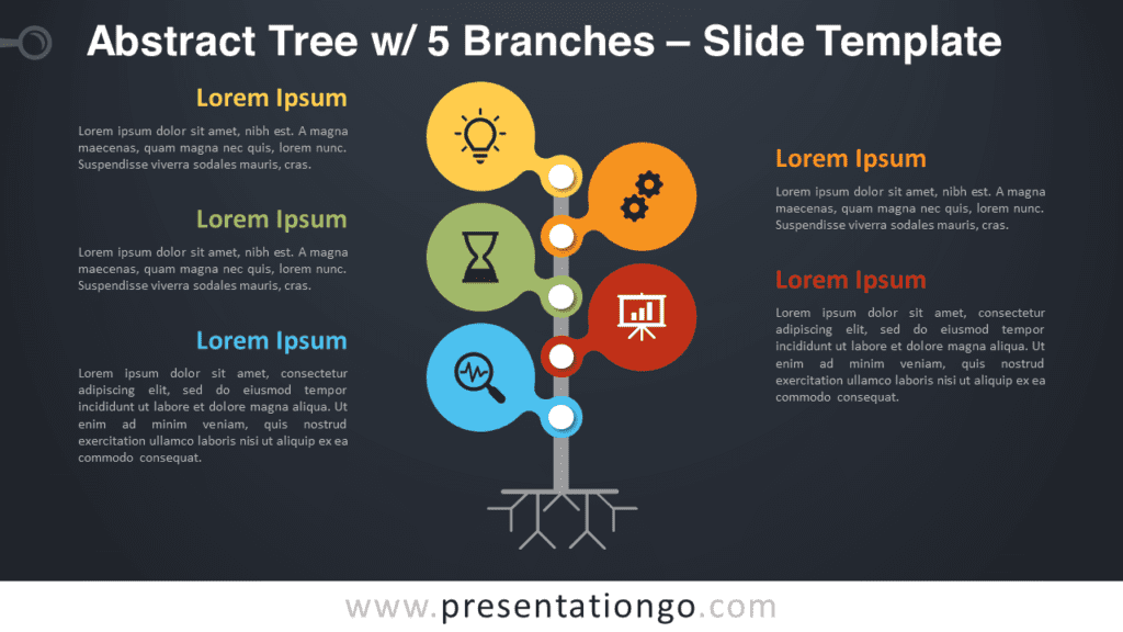 Free Abstract Tree with 5 Branches Graphics for PowerPoint and Google Slides