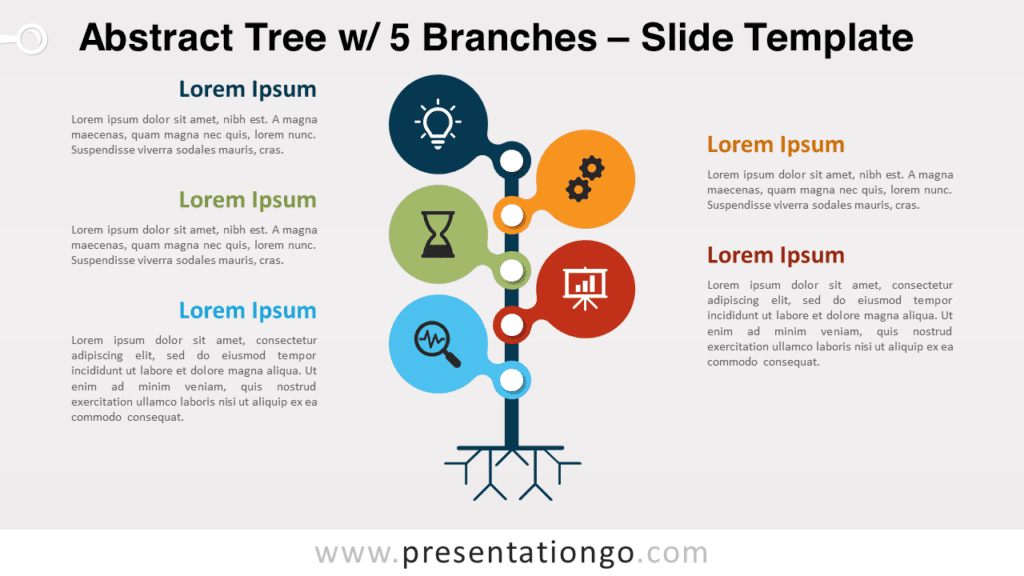 Free Abstract Tree with 5 Branches for PowerPoint and Google Slides
