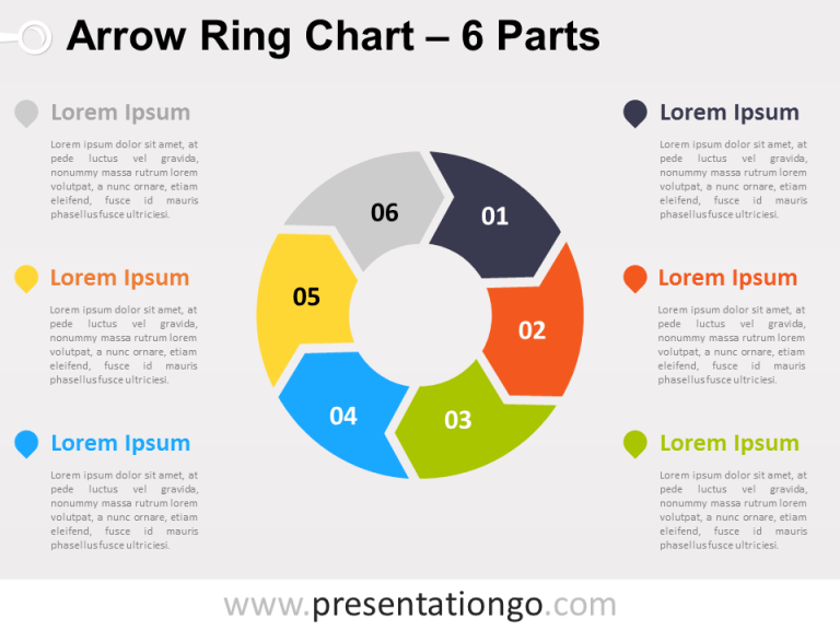 Free editable 6-Parts Arrow Ring PowerPoint Chart