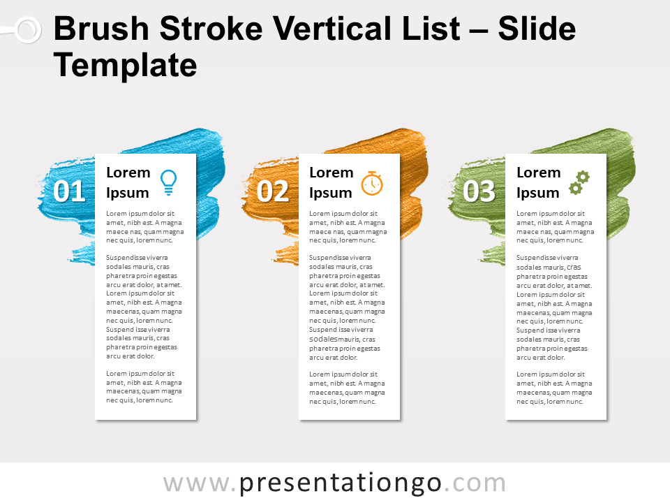 Free Brush Stroke Vertical List for PowerPoint
