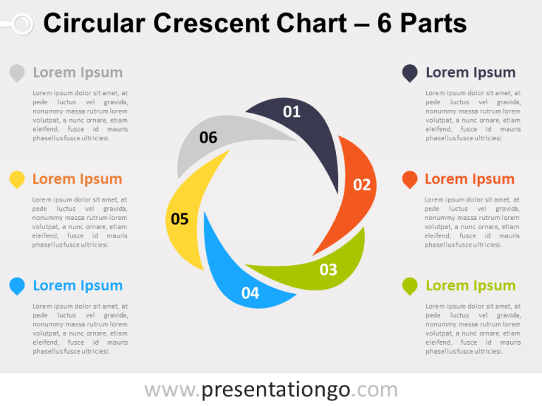Free editable Circular Crescent PowerPoint Diagram with 6 Parts