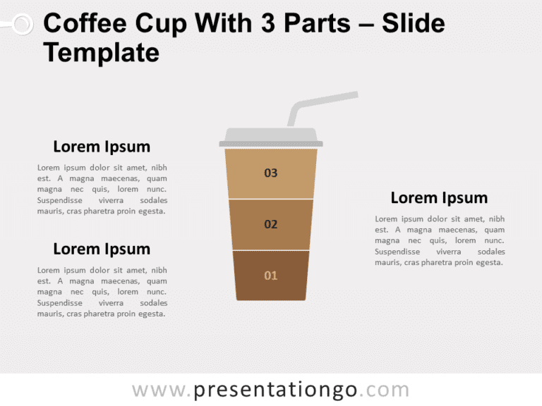 Free Coffee Cup with 3 Parts for PowerPoint