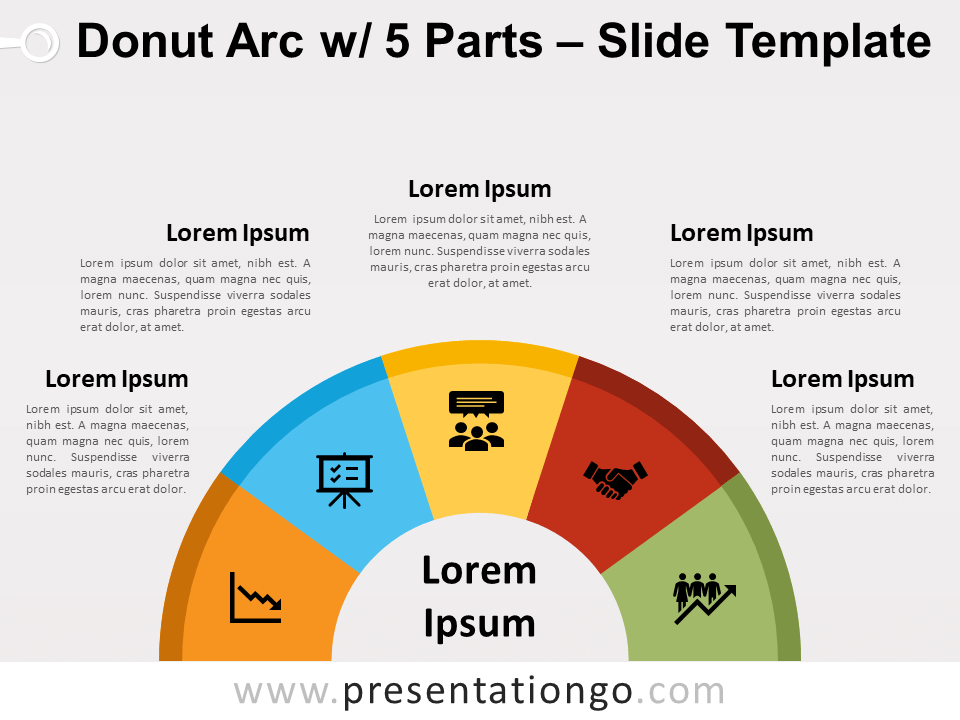 Free Donut Arc with 5 Parts for PowerPoint