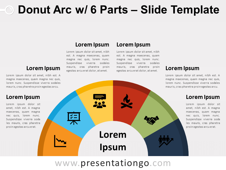 Free Donut Arc with 6 Parts for PowerPoint