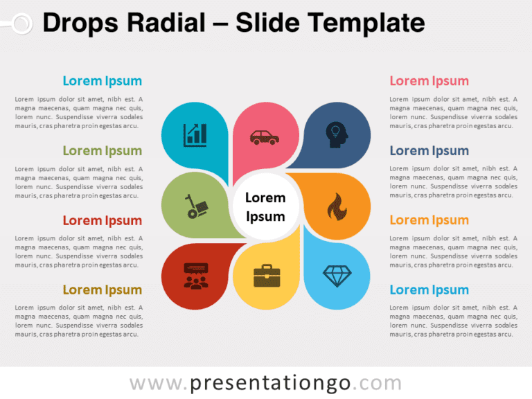 Drops Radial Diagram for PowerPoint and Google Slides