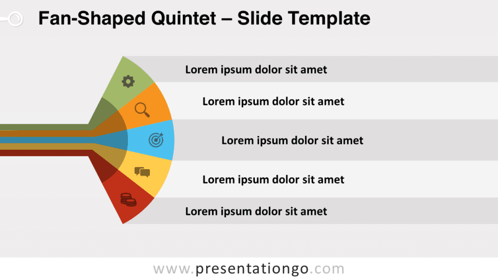 Widescreen layout of Fan-Shaped Quintet template for PowerPoint and Google Slides
