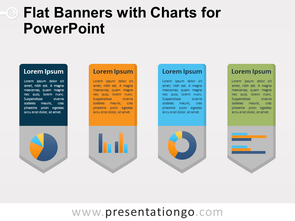 Free Flat Banners with Charts for PowerPoint