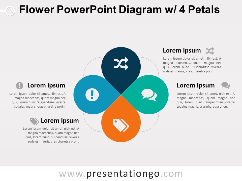 Flower Diagram with 4 Petals for PowerPoint