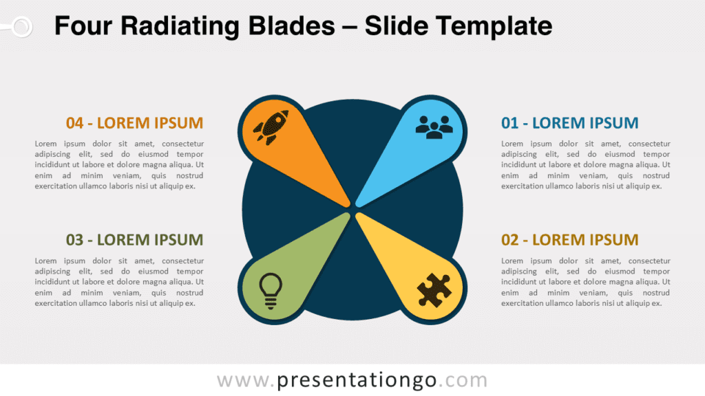 Free Four Radiating Blades for PowerPoint and Google Slides