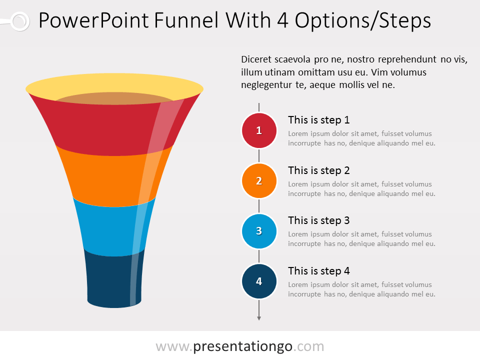 Free Funnel PowerPoint with 4 levels and text