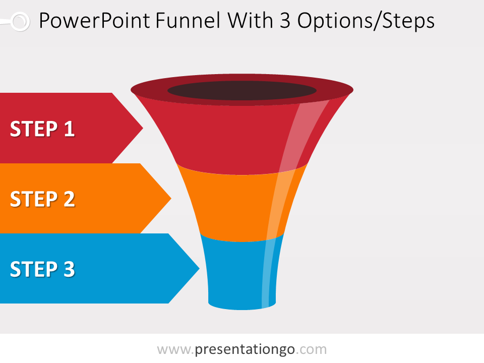 Free editable colorful PowerPoint funnel with 3 options