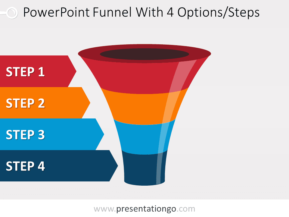 Free editable colorful PowerPoint funnel with 4 options
