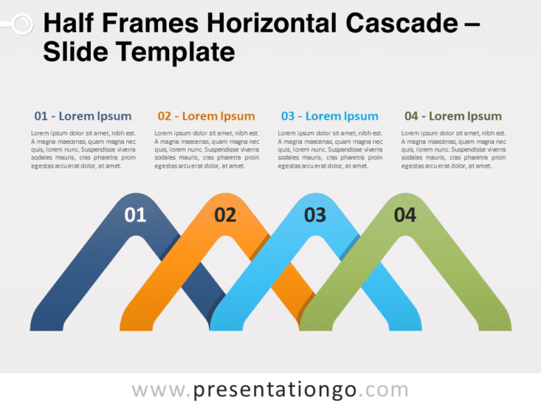 Cascada Horizontal de Marcos Medio Diagrama Gratis Para PowerPoint Y Google Slides