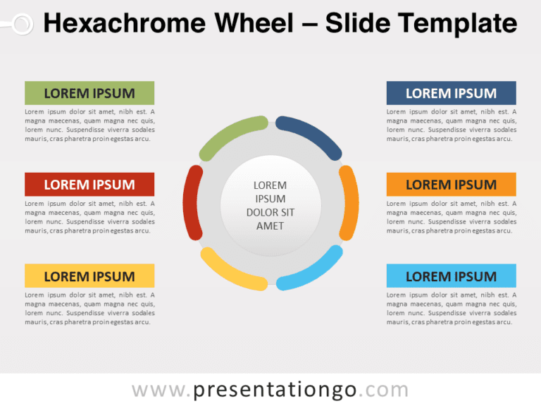 Preview of Hexachrome Wheel template for PowerPoint presentations