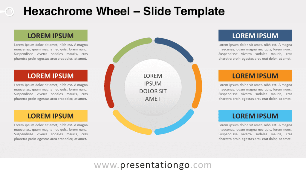 Widescreen preview of Hexachrome Wheel template for PowerPoint and Google Slides