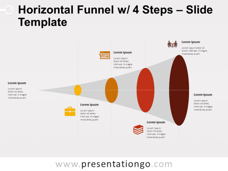 Free Horizontal Funnel with 4 Steps for PowerPoint