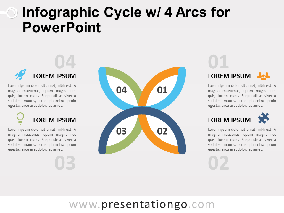 Free Infographic Cycle with 4 Arcs for PowerPoint