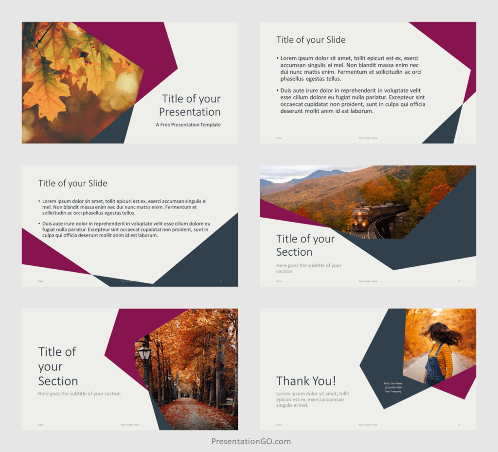 Free Irregular Polygons PowerPoint Template - Example with Photos