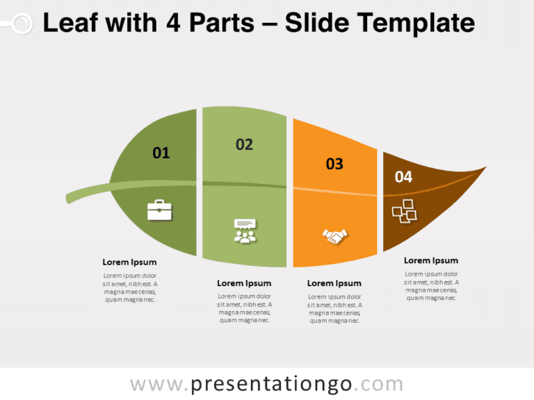 Free Leaf with 4 Parts with PowerPoint