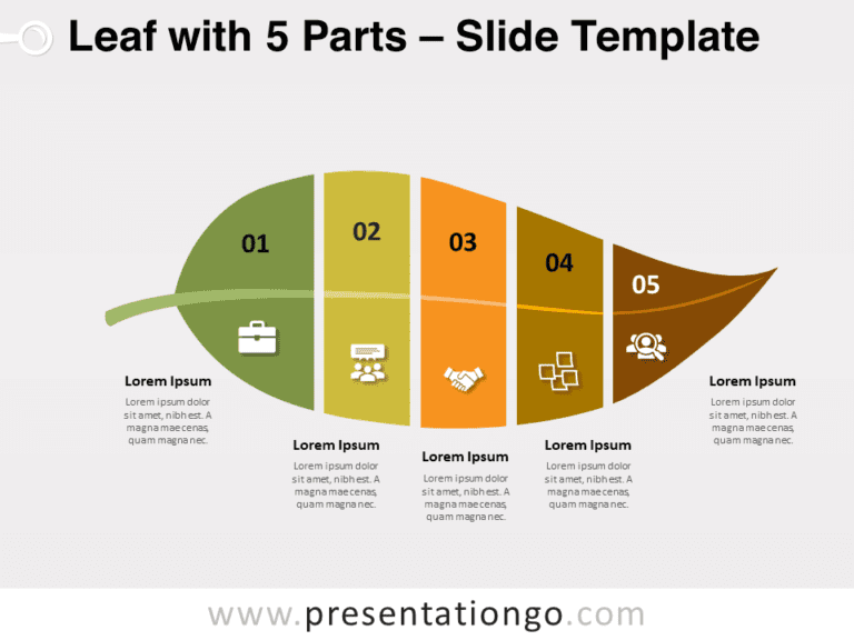 Free Leaf with 5 Parts for PowerPoint