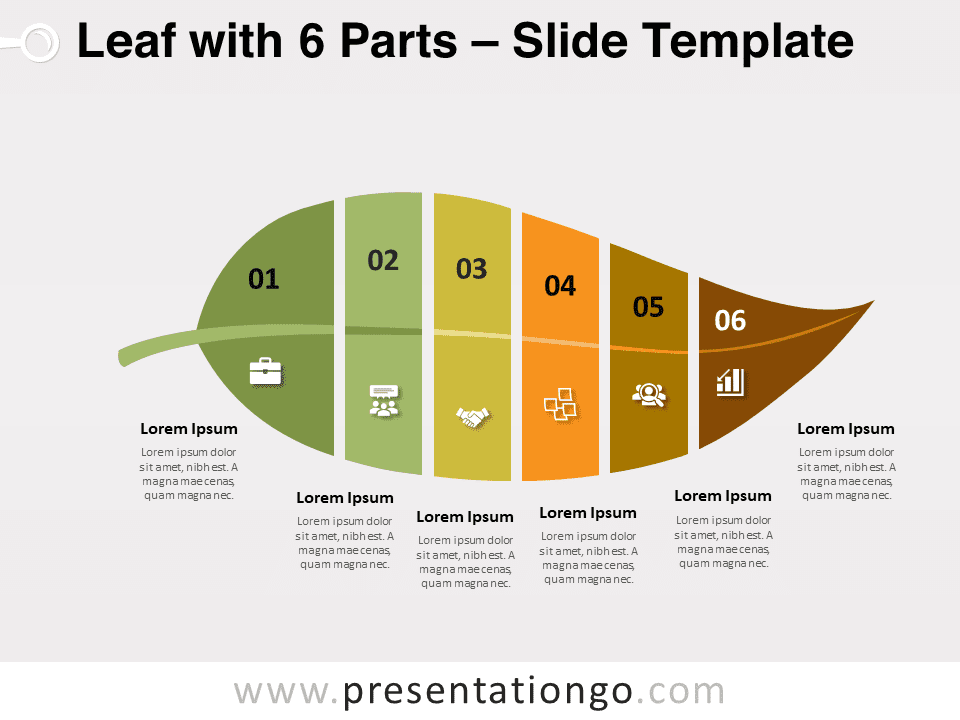 Free Leaf with 6 Parts for PowerPoint