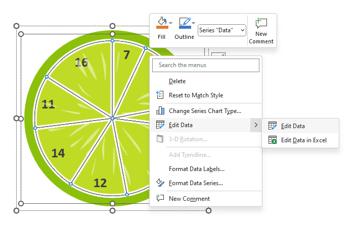 Lime and Lemon Data-Driven Chart for PowerPoint - Instructions