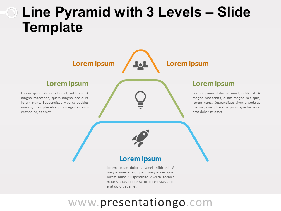 Free Line Pyramid 3 Levels for PowerPoint