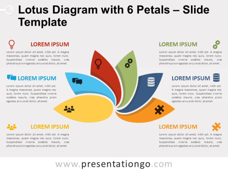 Free Lotus Diagram with 6 Petals for PowerPoint