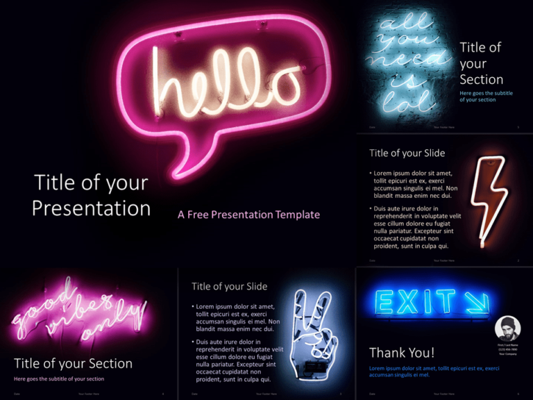 Free NEON SIGNS Template for PowerPoint and Google Slides